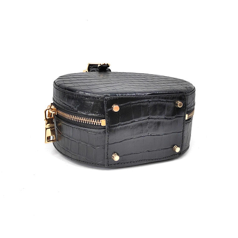 Ladies Designer Leather Handbags Black Round Small Bags