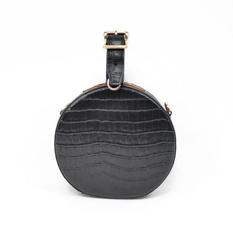 Ladies Designer Leather Handbags Black Round Small Bags