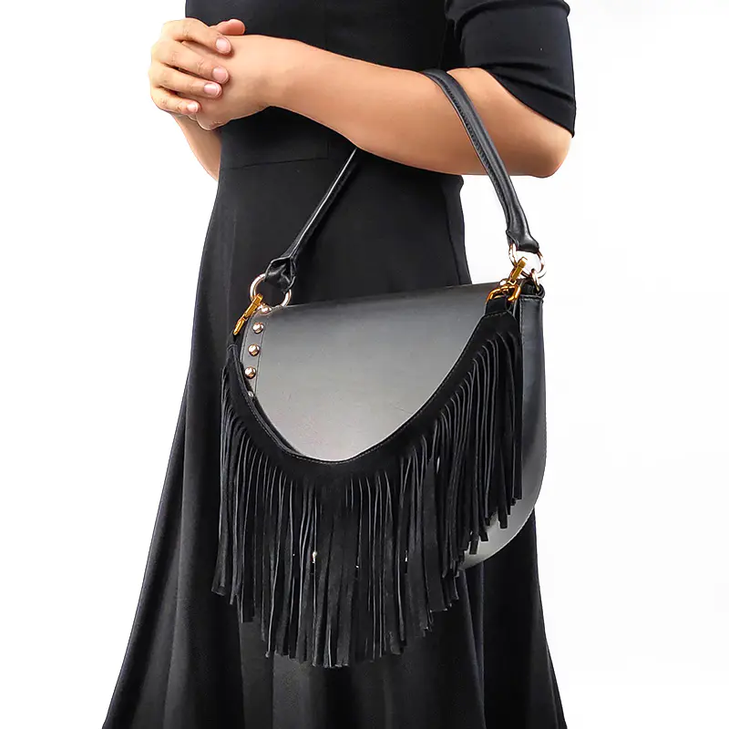 Latest Black Fashion Summer Leather Shoulder Bags For Women