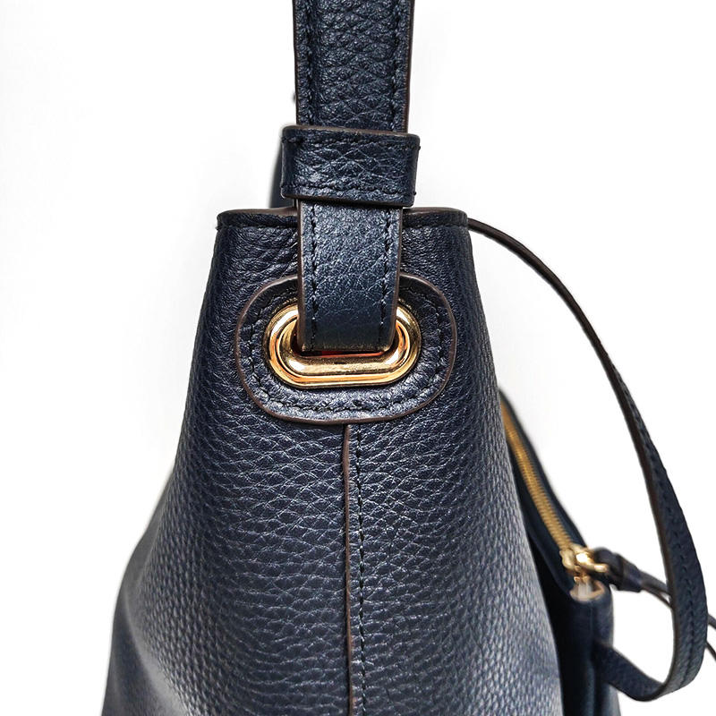 Elegant Fancy Bucket Cow Leather Hand Bag For Women With Fashion Wide Shoulder Strap