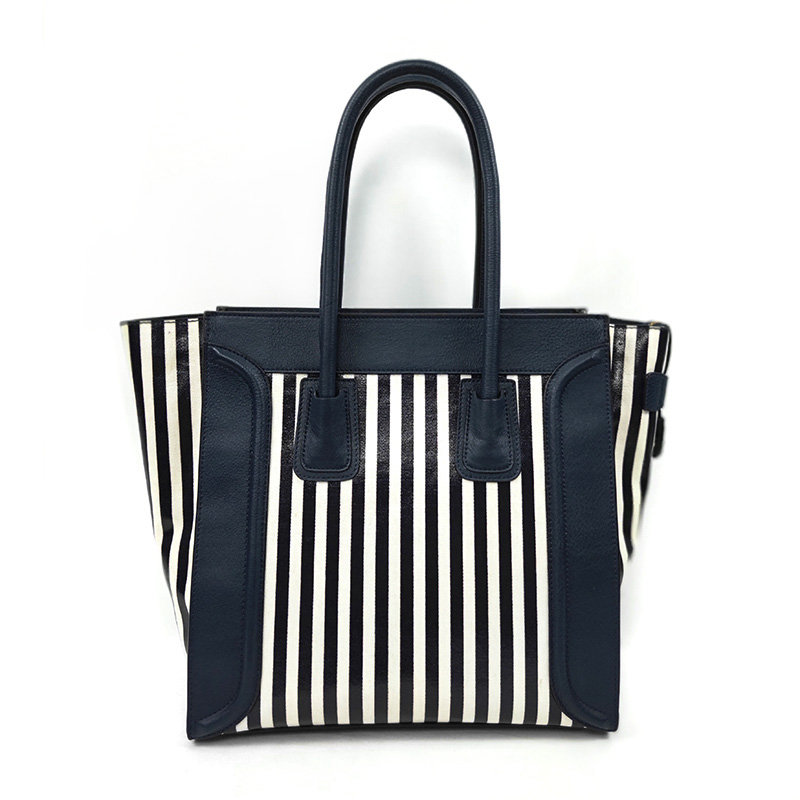 Wholesale Dongguan Designer Strip Canvas Coated Handbags Famous Brands Female Tote Bags