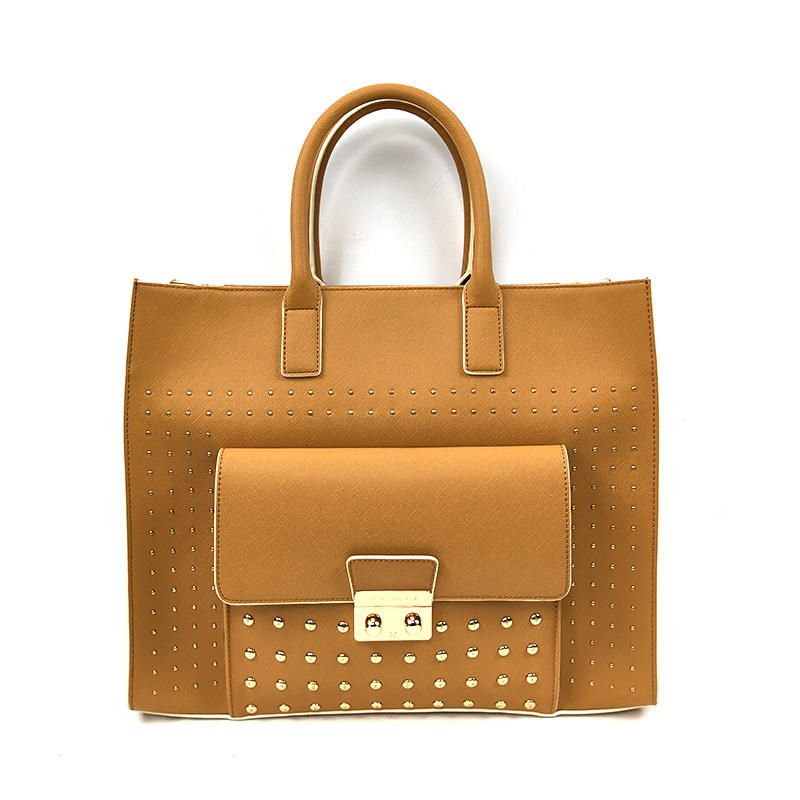 Unique Oversized Expensive Tan Womens Leather Tote Bags Handbags With Rivets