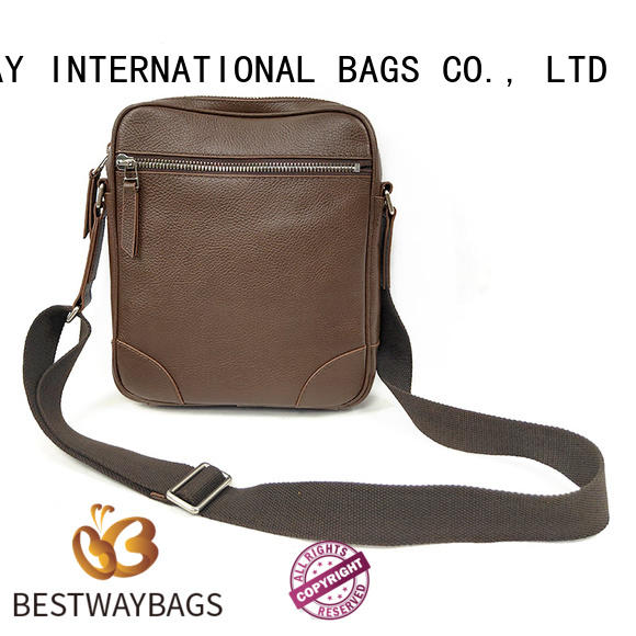 Custom Vintage Quality Mini Soft Genuine Leather Men's Sling Bag With Wide Strap