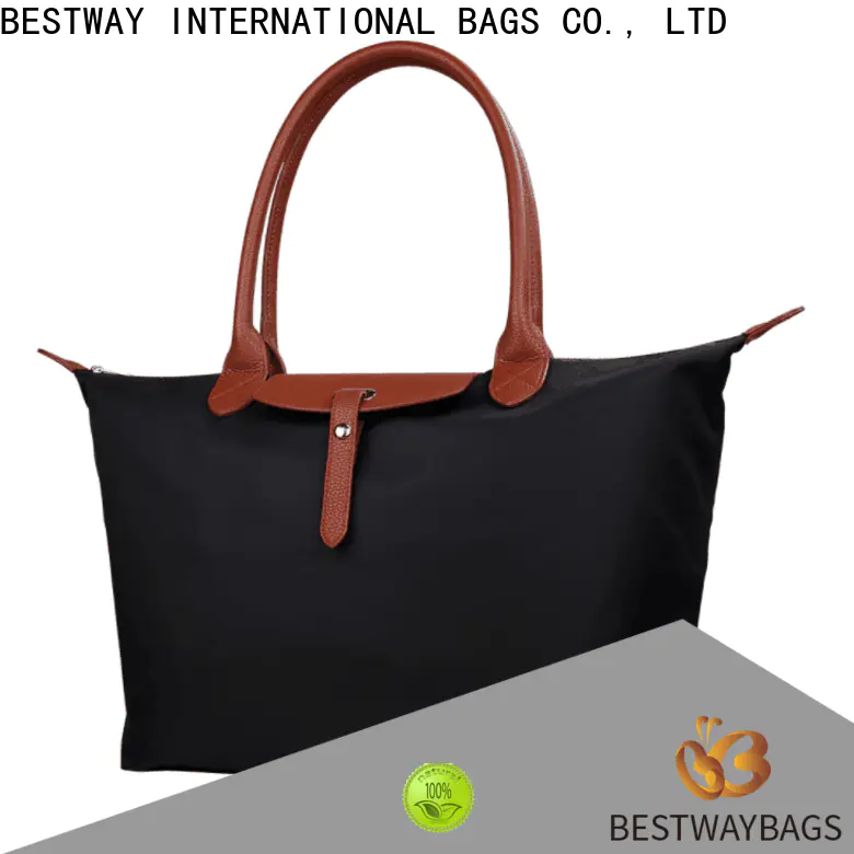 Bestway waterproof nylon tote with leather straps supplier for gym