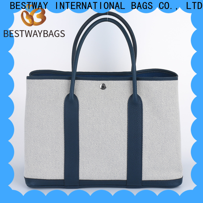 Bestway big canvas striped tote bag Supply for shopping