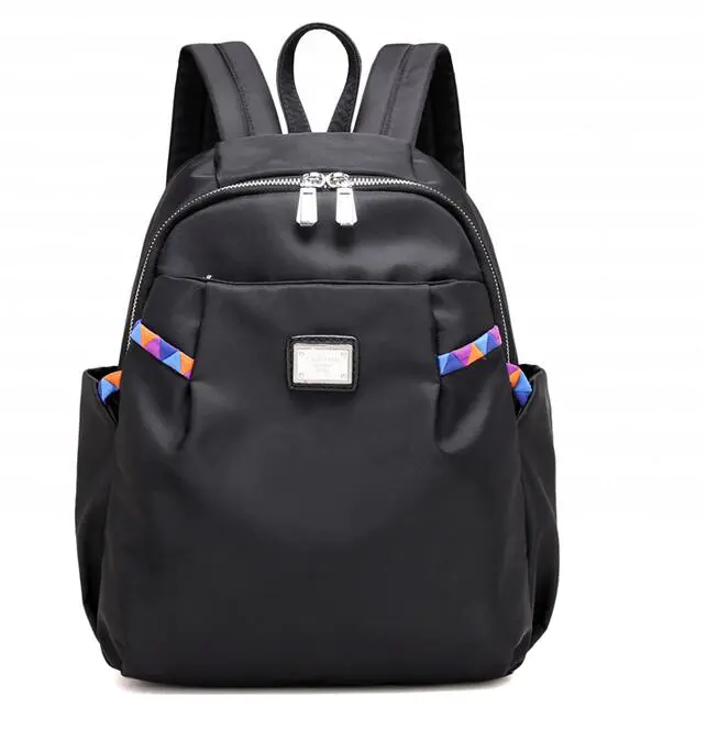 Customized Factory Black Stylish Nylon Foldable Gym Sport Lightweight Backpack