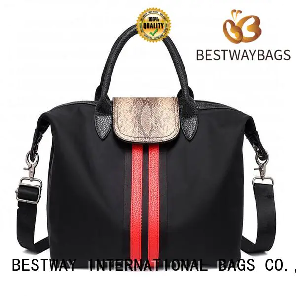 Bestway strength nylon tote with leather handles personalized for gym
