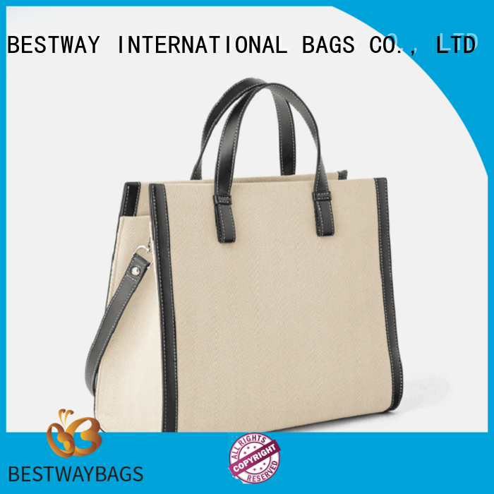 Bestway natural striped canvas tote bag factory for vacation