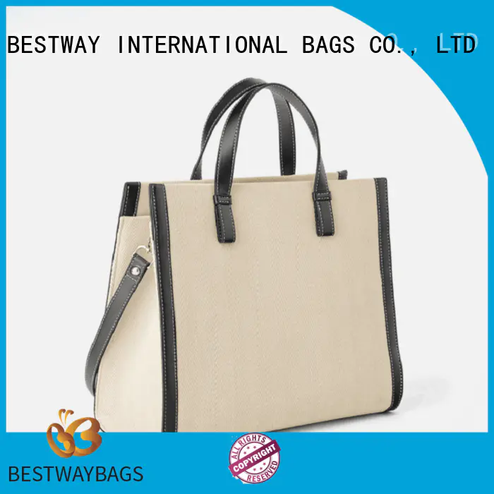 Bestway natural striped canvas tote bag factory for vacation