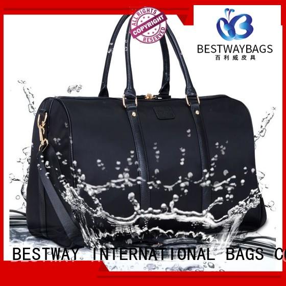 Custom Large Travel Bag Women's Nylon Leather Trim Handbag For work